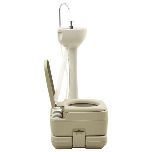 Transportabelt campingtoilet 10+10 l og håndvask 20 l grå