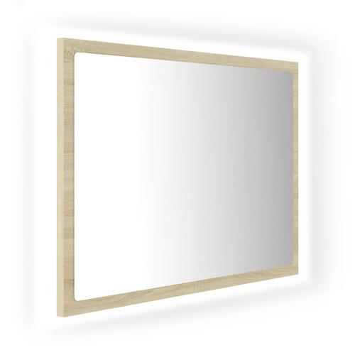 Badeværelsesspejl med LED-lys 60x8,5x37 cm akryl sonoma-eg