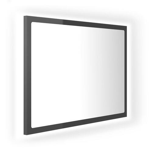 Badeværelsesspejl med LED-lys 60x8,5x37 cm akryl grå højglans