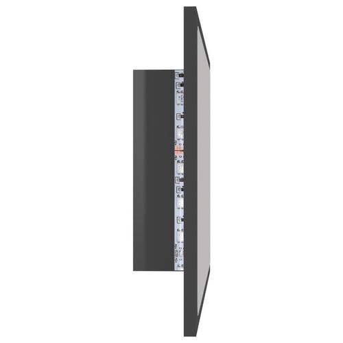 Badeværelsesspejl med LED-lys 60x8,5x37 cm akryl grå højglans