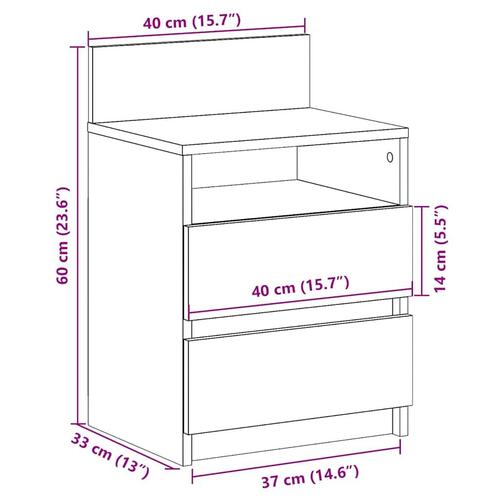 Sengebord med 2 skuffer 40x33x60 cm hvid (OUTLET A)