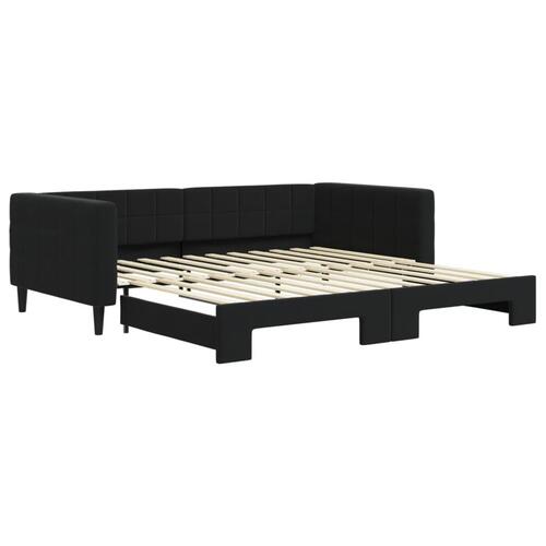 Daybed med udtræk 100x200 cm velour sort