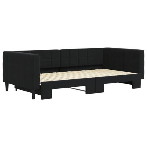 Daybed med udtræk 100x200 cm velour sort