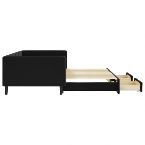 Daybed med udtræk og 2 skuffer 100 x 200 cm - sort velour