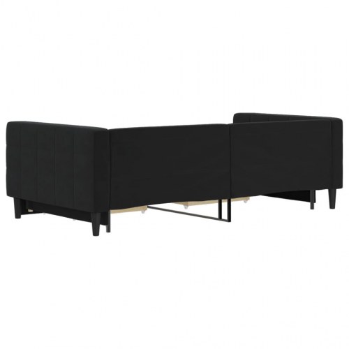 Daybed med udtræk og 2 skuffer 100 x 200 cm - sort velour