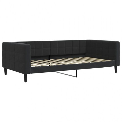 Daybed med udtræk og 2 skuffer 100 x 200 cm - sort velour