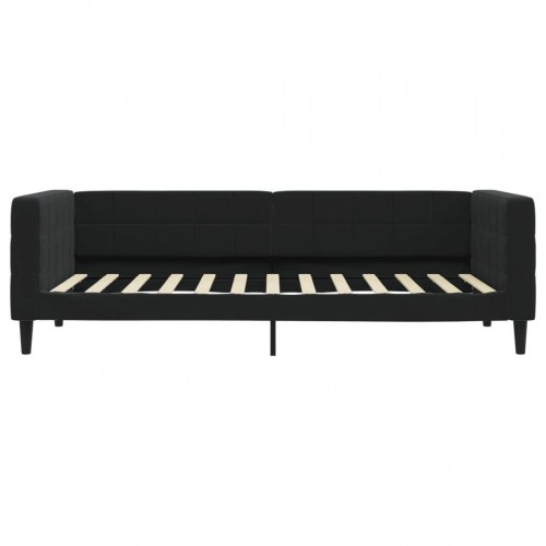 Daybed med udtræk og 2 skuffer 100 x 200 cm - sort velour