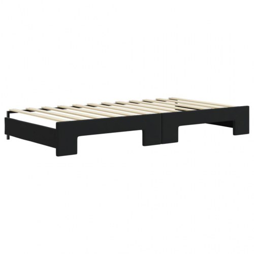 Daybed med udtræk og 2 skuffer 100 x 200 cm - sort velour