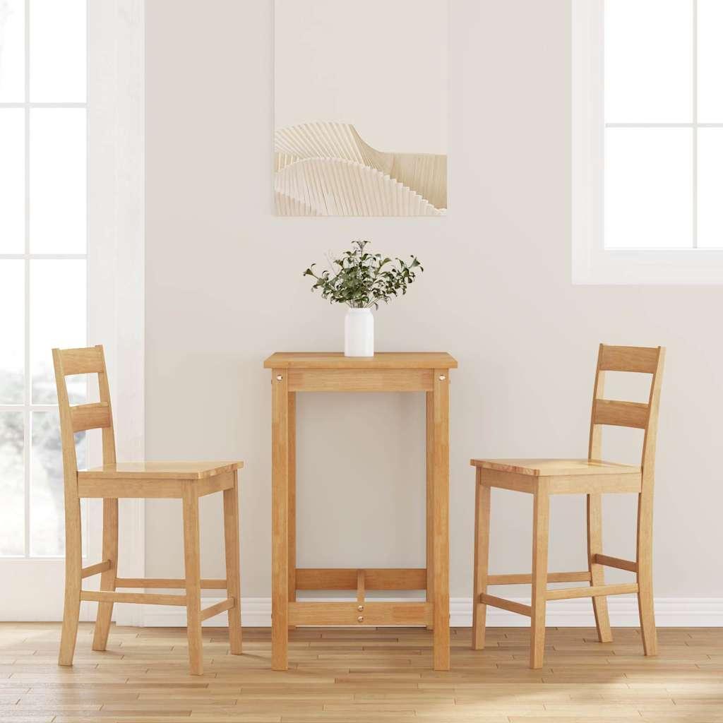 Barstole 2 stk. massivt gummitræ naturfarvet