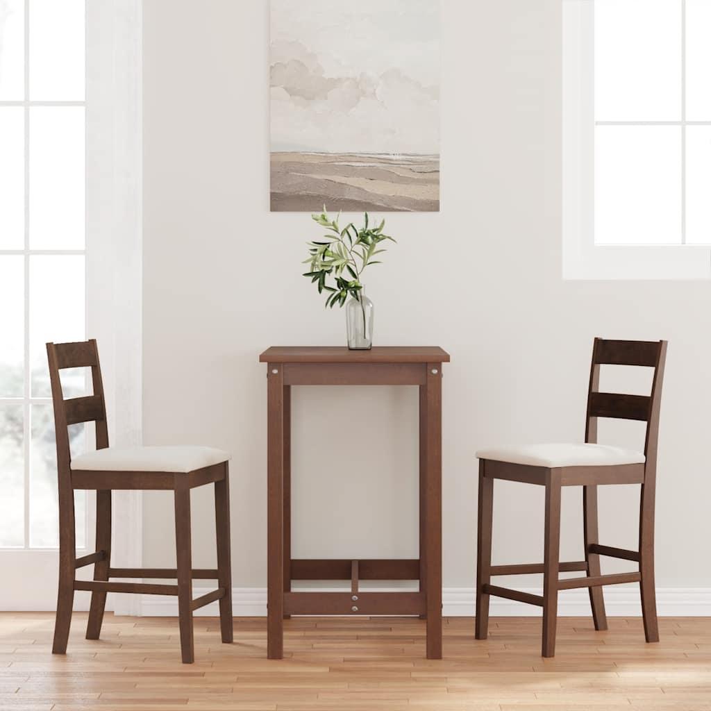 Barstole med hynder 2 stk. massivt gummitræ brun