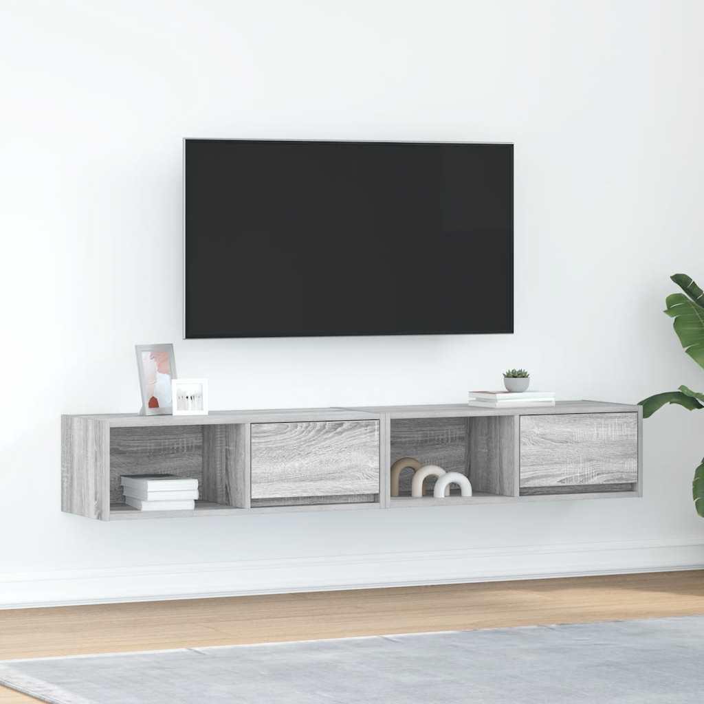 Tv-borde 2 stk. 80x31x25,5 cm konstrueret træ grå sonoma-eg