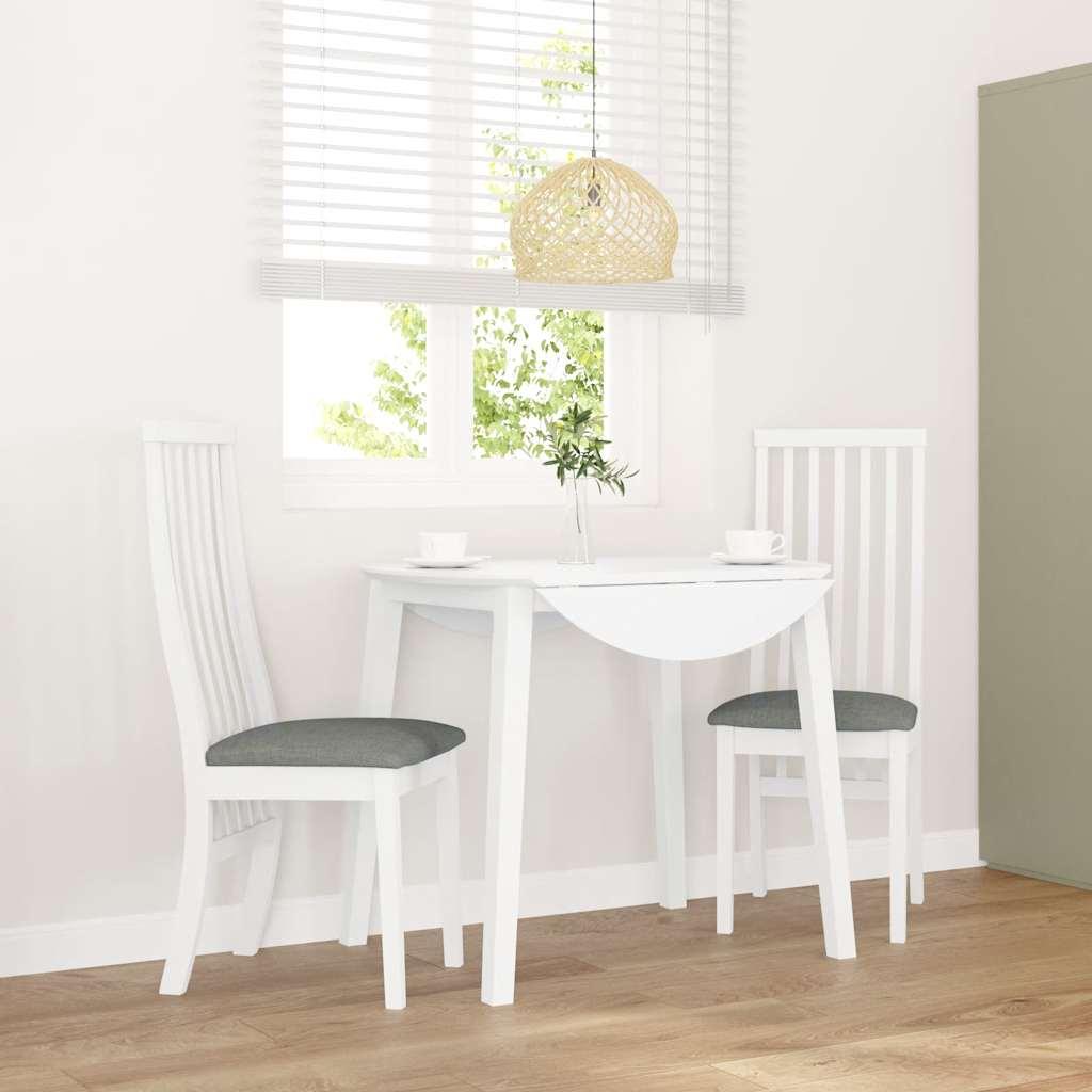 Spisebordsstole med hynder 2 stk. massivt gummitræ hvid billede