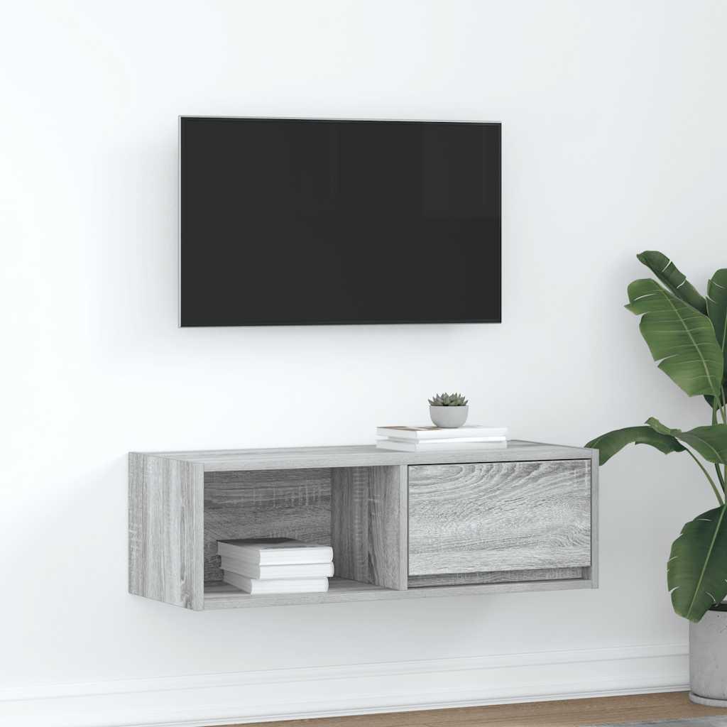 Tv-bord 80x31x25,5 cm konstrueret træ grå sonoma-eg