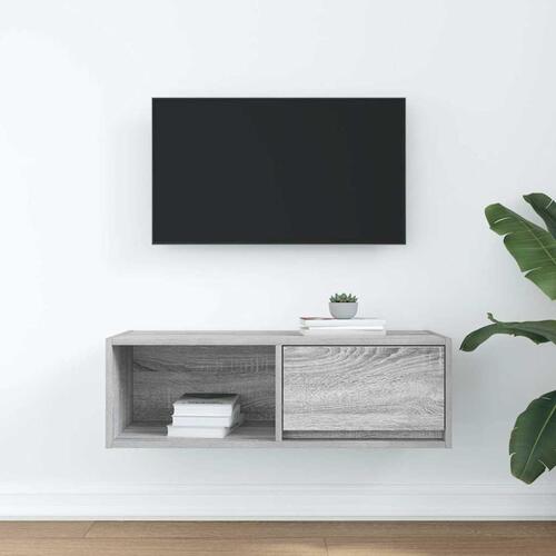 Tv-bord 80x31x25,5 cm konstrueret træ grå sonoma-eg