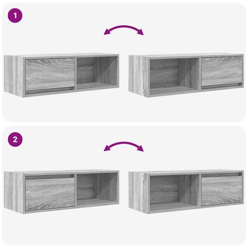 Tv-bord 80x31x25,5 cm konstrueret træ grå sonoma-eg