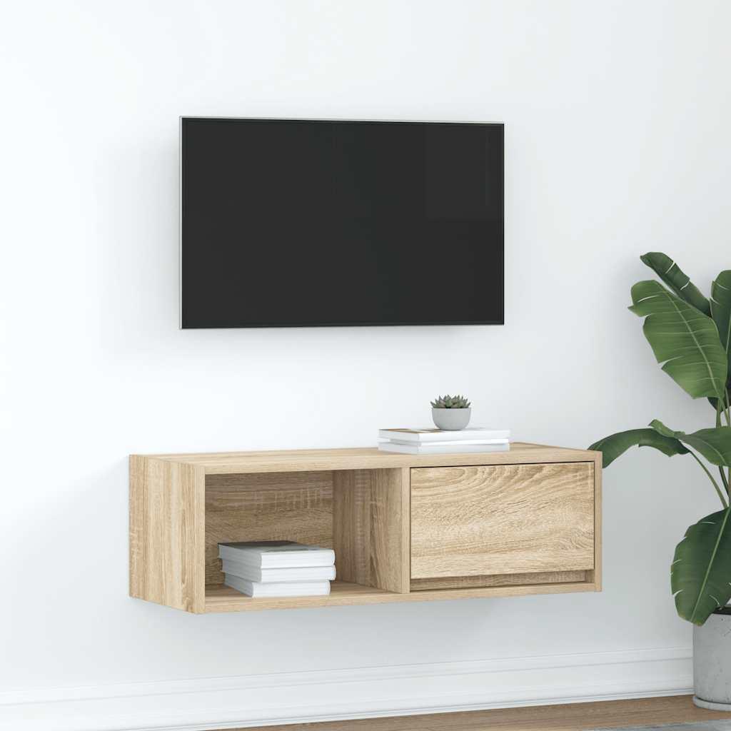 Tv-Bord 60X31X25,5 Cm Konstrueret Træ - 1 / 80 cm / Sonoma-eg