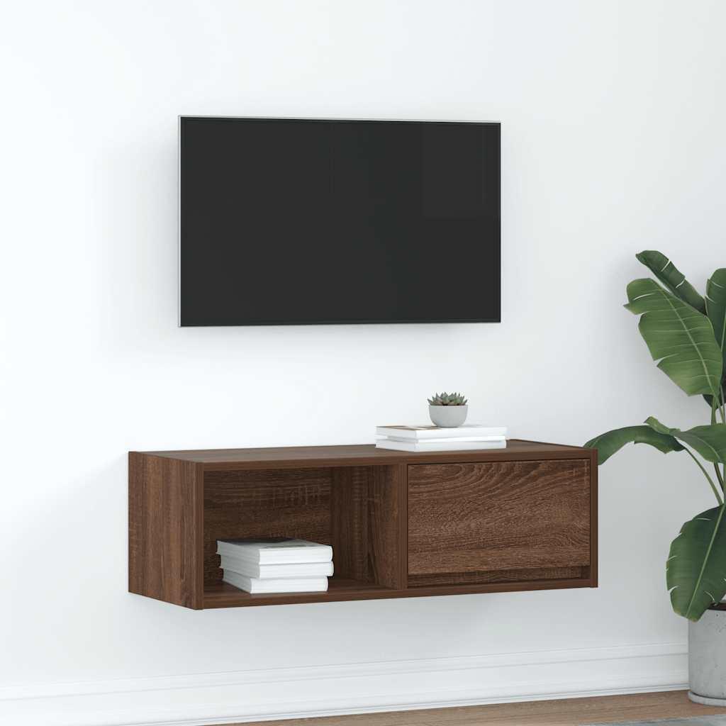 Tv-bord 80x31x25,5 cm konstrueret træ brun egetræsfarve