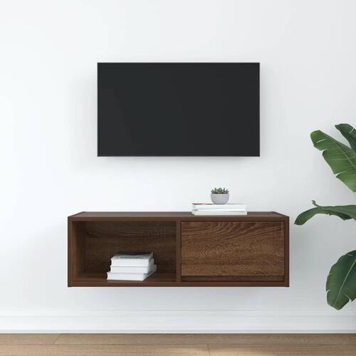 Tv-bord 80x31x25,5 cm konstrueret træ brun egetræsfarve