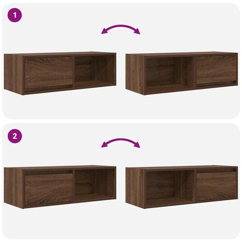 Tv-bord 80x31x25,5 cm konstrueret træ brun egetræsfarve