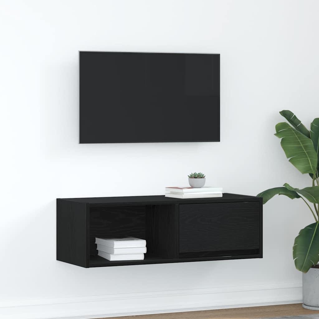 Tv-Bord 60X31X25,5 Cm Konstrueret Træ - 1 / 80 cm / Sort eg