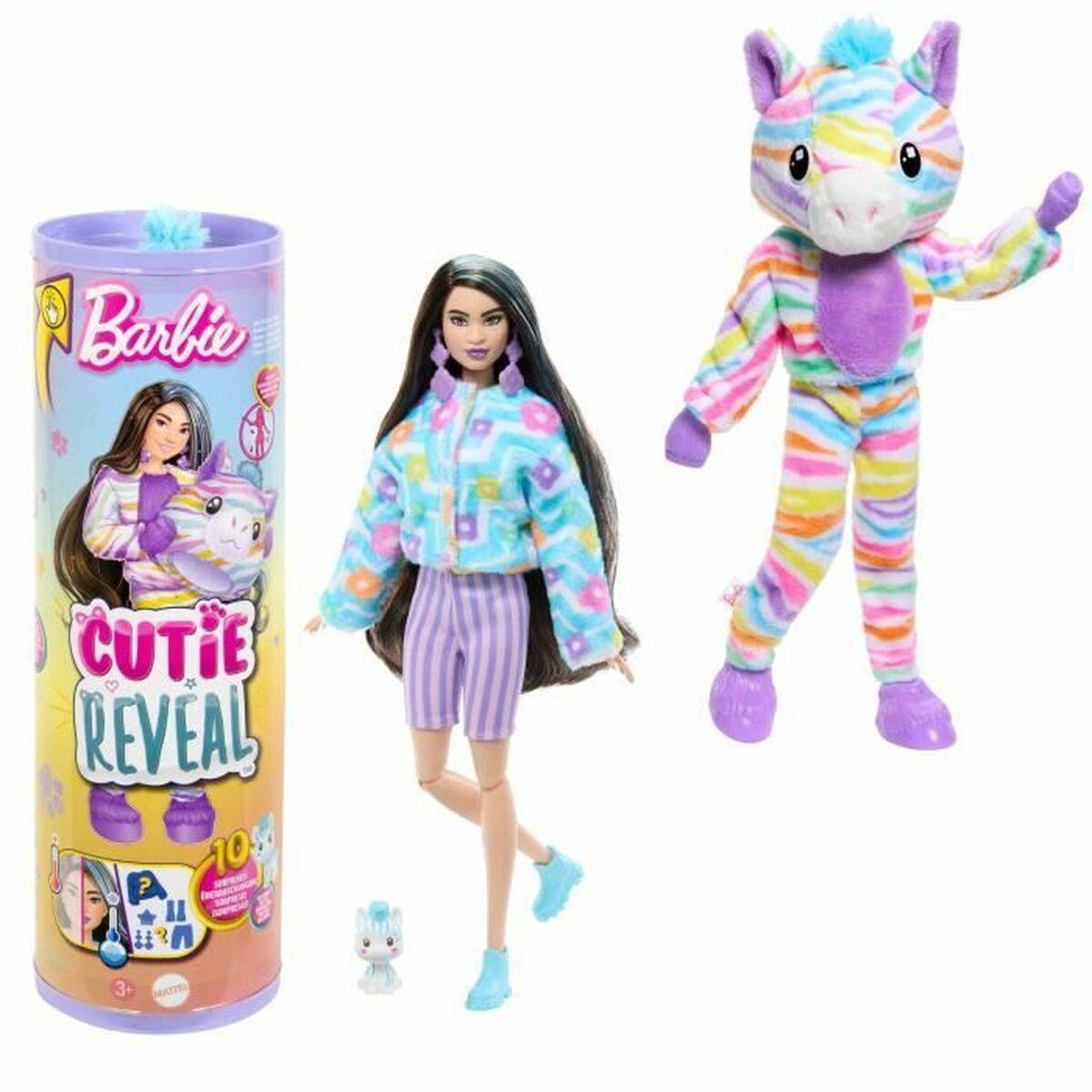 Barbie Cutie Reveal - Zebra dukke med tilbehør, farverig