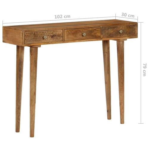 Konsolbord massivt mangotræ 102 x 30 x 79 cm