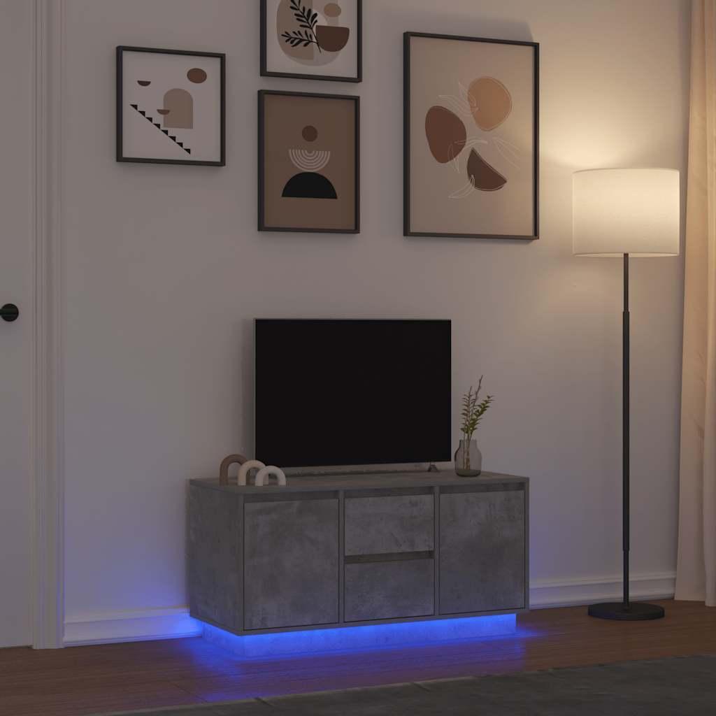 Sengebord Med Led-Lys 100X41X50 Cm - 100 cm / Betongrå
