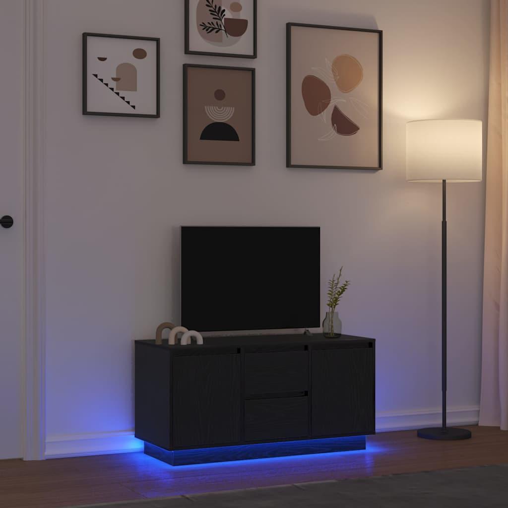 Tv-skab med LED-lys 100x41x50 cm sort-eg