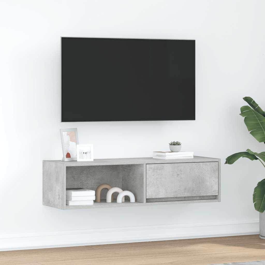 Tv-Bord 60X31X25,5 Cm Konstrueret Træ - 1 / 100 cm / Betongrå