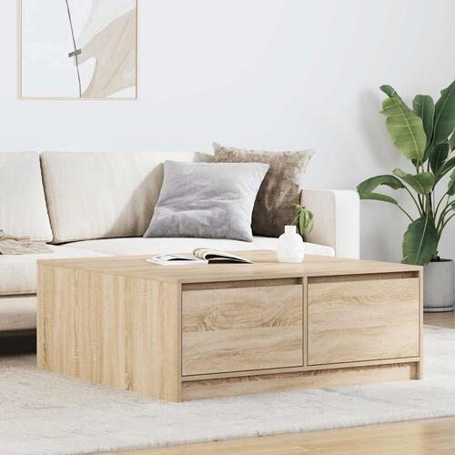 Sofabord med skuffer 100x100x40 cm sonoma-eg