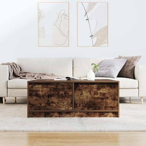 Sofabord med skuffer 100x100x40 cm røget egetræsfarve