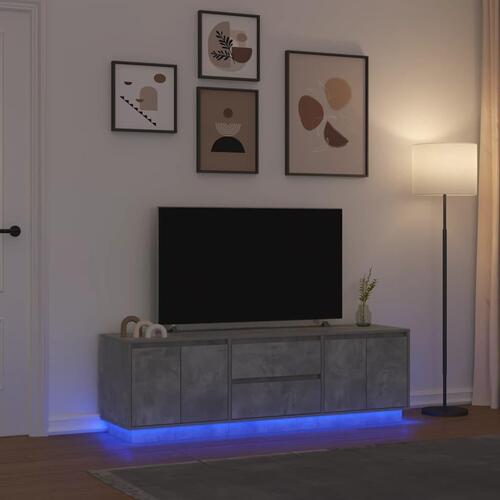 Tv-bord med LED-lys 160,5x41x50 cm betongrå