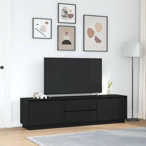 Tv-skab med LED-lys 193,5x41x50 cm sort-eg