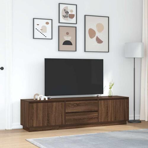 Tv-bord med LED-lys 193,5x41x50 cm brun egetræsfarve