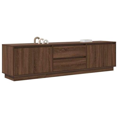Tv-bord med LED-lys 193,5x41x50 cm brun egetræsfarve