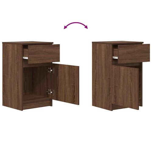 Sengeborde 2 stk. 39x35x65 cm konstrueret træ brun egetræsfarve