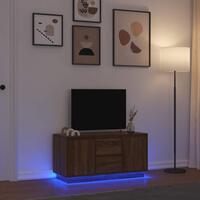 Tv-bord med LED-lys 100x41x50 cm brun egetræsfarve