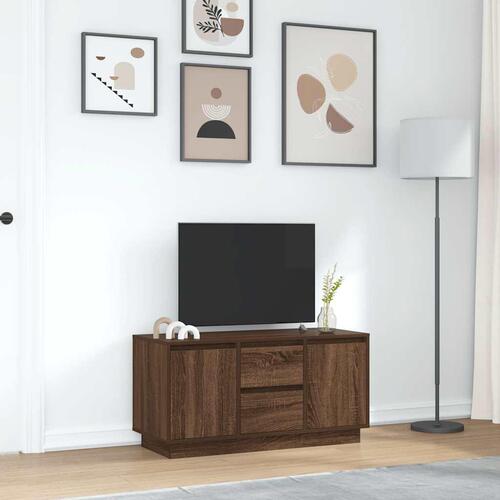 Tv-bord med LED-lys 100x41x50 cm brun egetræsfarve