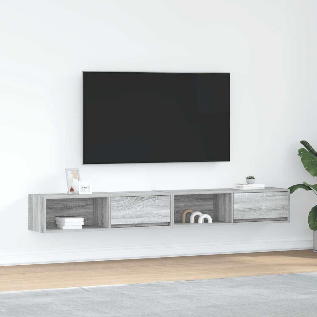 Tv-borde 2 stk. 100x31x25,5 cm konstrueret træ grå sonoma-eg