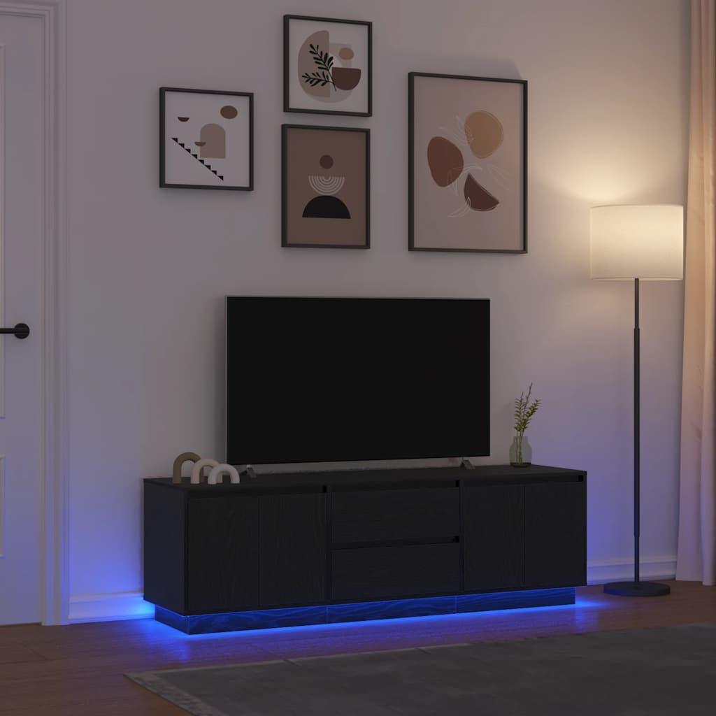 Tv-skab med LED-lys 160,5x41x50 cm sort-eg