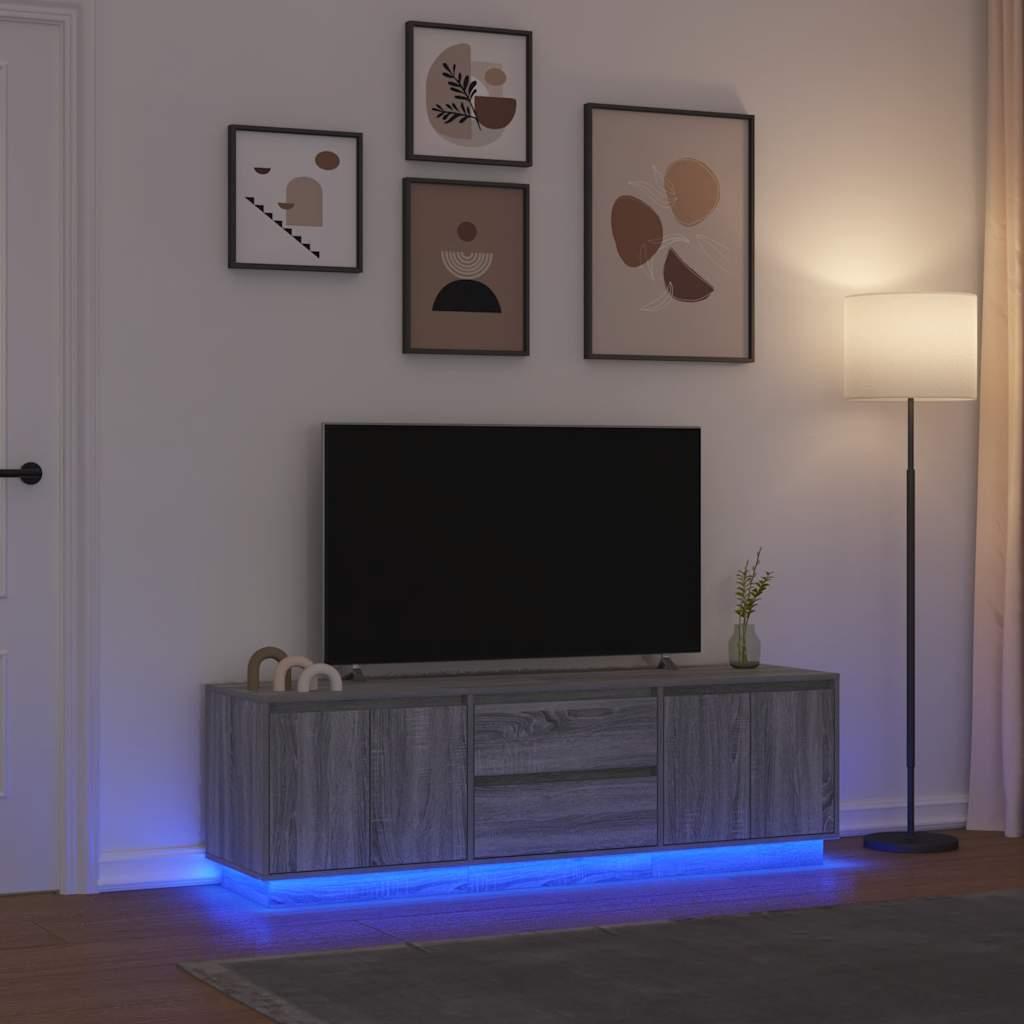Sengebord Med Led-Lys 100X41X50 Cm - 160.5 cm / Grå sonoma-eg