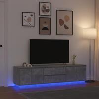 Tv-bord med LED-lys 193,5x41x50 cm betongrå