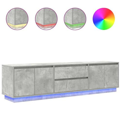 Tv-bord med LED-lys 193,5x41x50 cm betongrå
