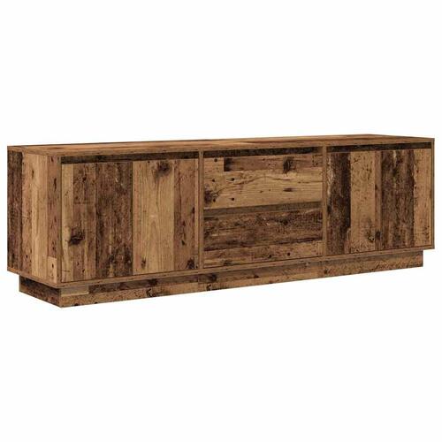 Tv-bord med LED-lys 160,5x41x50 cm antikt træ