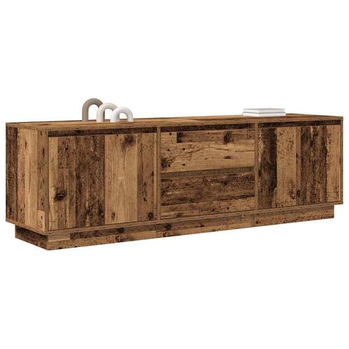 Tv-bord med LED-lys 160,5x41x50 cm antikt træ