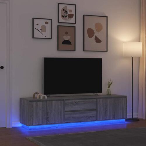 Tv-bord med LED-lys 100x41x50 cm antikt træ