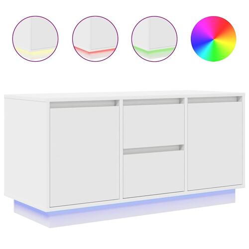 Tv-bord med LED-lys 100x41x50 cm hvid