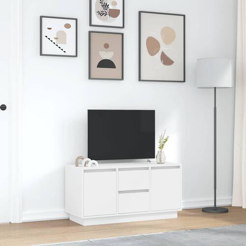 Tv-bord med LED-lys 100x41x50 cm hvid