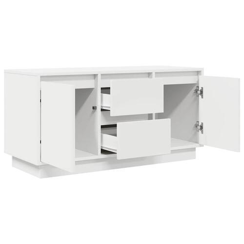 Tv-bord med LED-lys 100x41x50 cm hvid