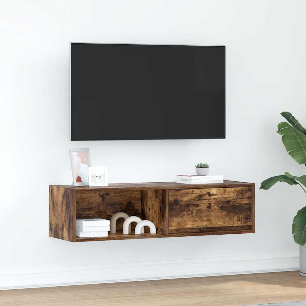 Tv-Bord 60X31X25,5 Cm Konstrueret Træ - 1 / 100 cm / Røget eg
